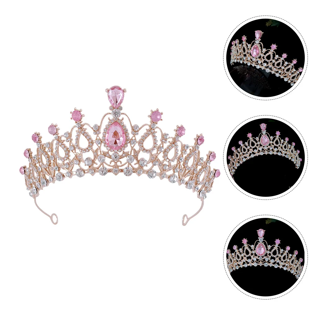 Elegant Flower Girl Headpiece Rhinestone Crystal Crown Birthday Party Wedding Stage Performance Hair Accessory