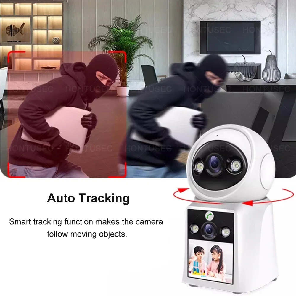 YOOSEE FHD 4K 8MP lente Dual pantalla Video llamada respuesta seguimiento automático Audio bidireccional visión nocturna en Color 4MP Monitor de