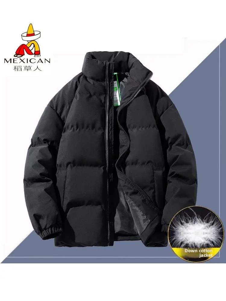 

Мужское зимнее хлопковое пальто из тюэта с воротником-стойкой, верхняя одежда большого размера, модная молодежная одежда