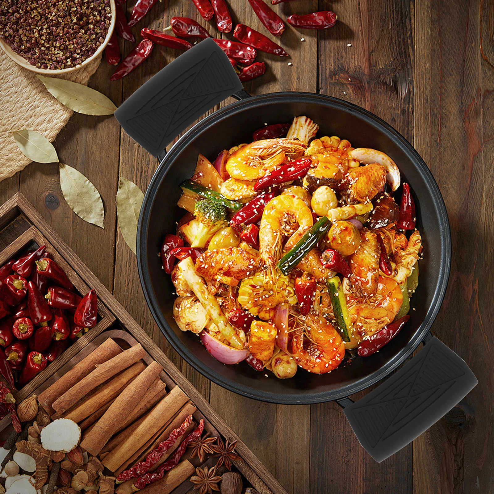 

4Pcs Silicone Pot Handle Sleeves Heat Resistant Non-Slip Pan Handle Covers Skillet Grip Protectors for Cast Iron Frying Pans