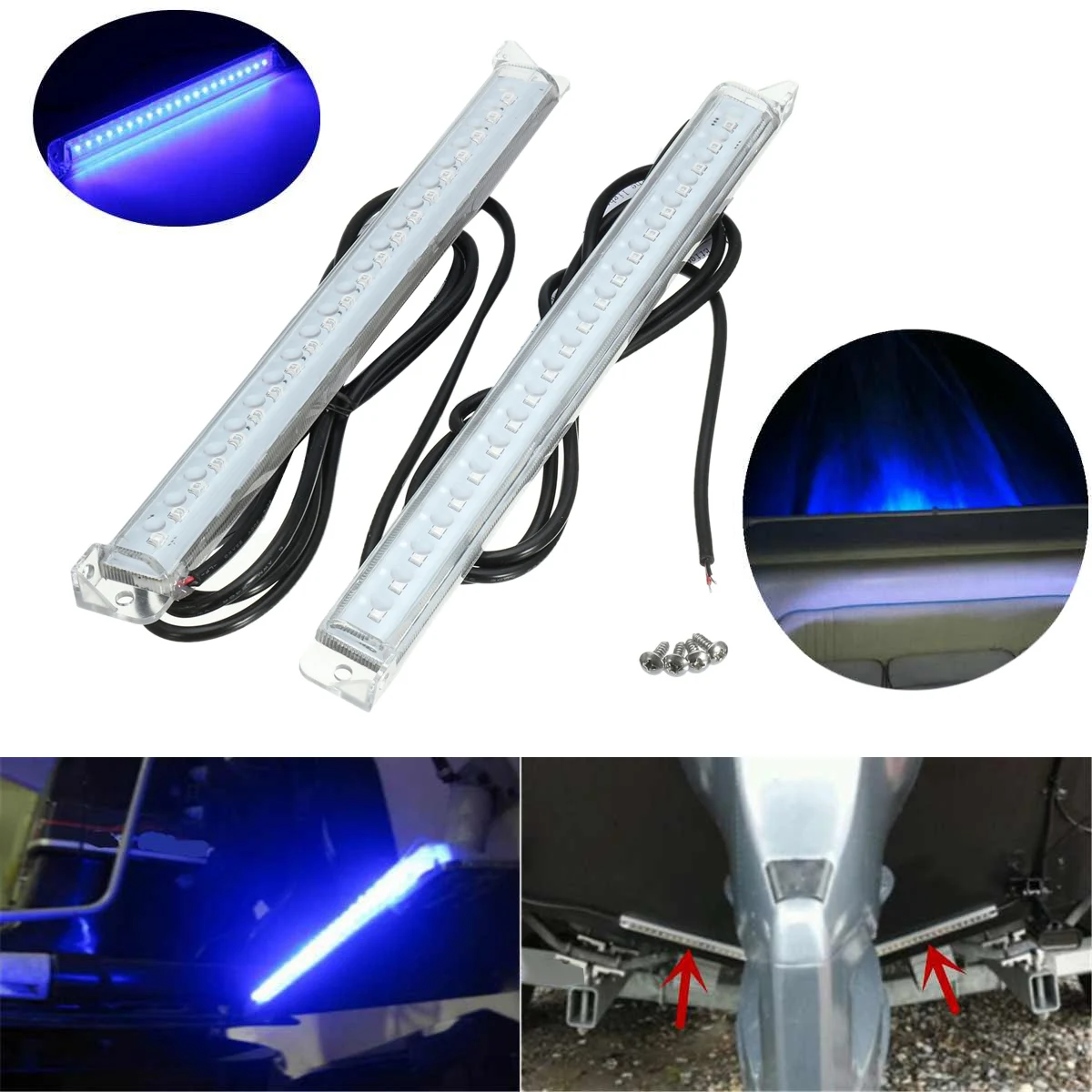 12V 21 LED Marine Yacht Boat LED Underwater Light Waterproof Fishing Boat Trim Tab Light Kit Bar Transom Blue