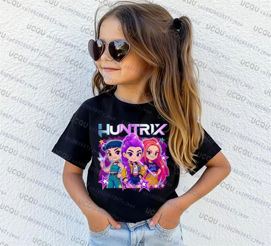 Kpop شيطان الصيادين ملابس الأطفال تي شيرتات قصيرة الاكمام لطيف Kpop شيطان الصيادين التي شيرت Harajuku عادية القطن الاطفال التي شيرت