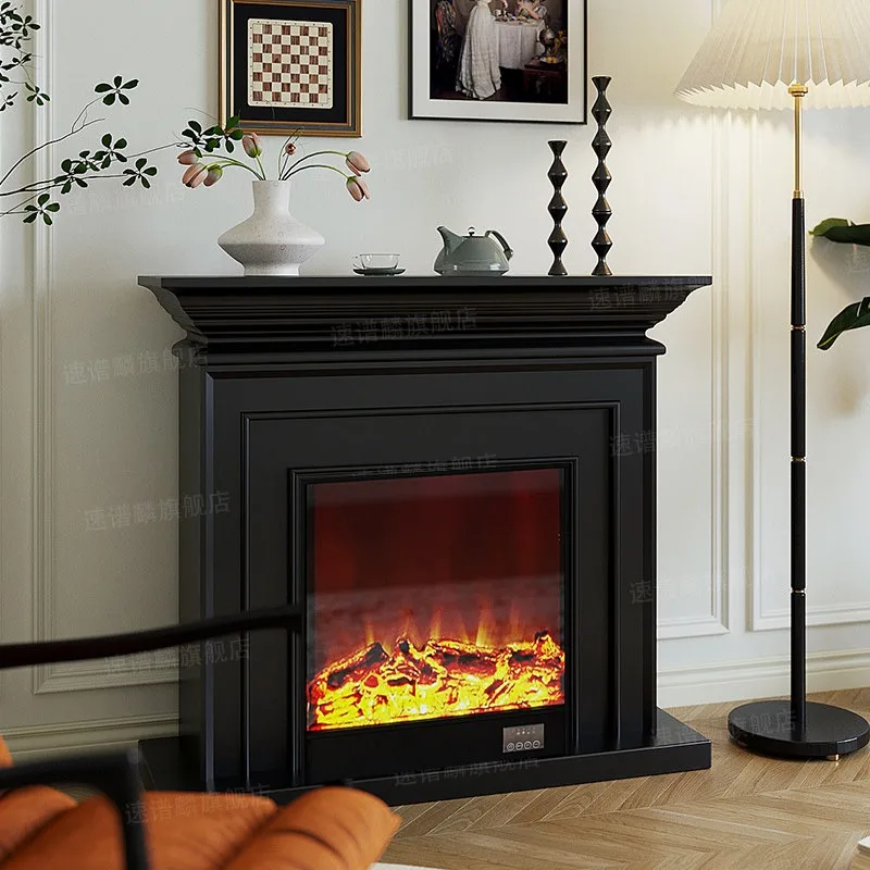 French simulation flame retro black fireplace decorative cabinet homestay entrance home living room entrance cabinet live broadc