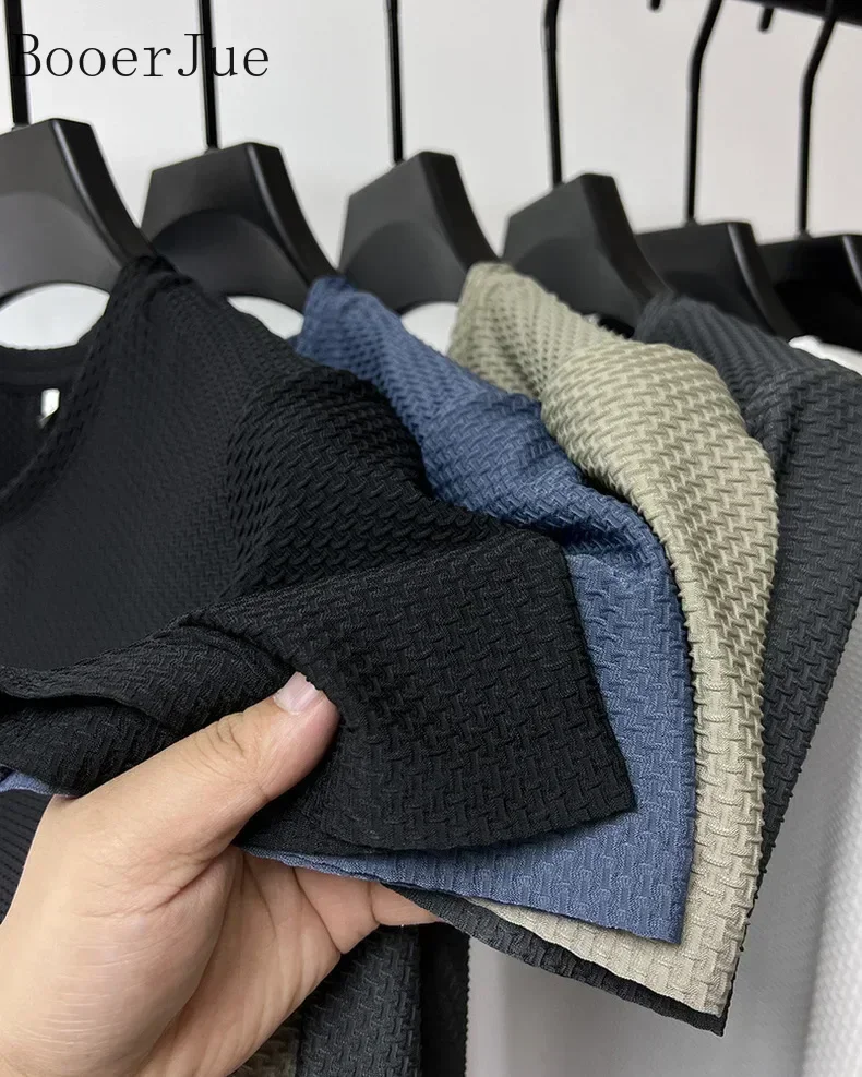 Markenkleidung 6XL Sommer Eisseide Hochwertige Einfarbige Kurzarm-T-Shirts für Herren Atmungsaktives Modisches T-Shirt für Männer – Detail 4