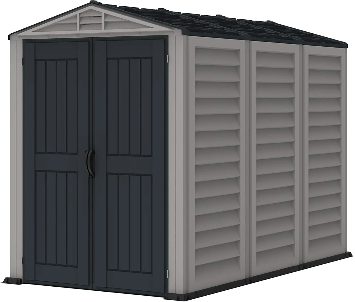 

35825 Yardmate Plus Outdoor Vinyl Storage Shed Adobe/Grey 82.6"D X 98.4"W X 82.6"H Wide Double Door with Steel Structure