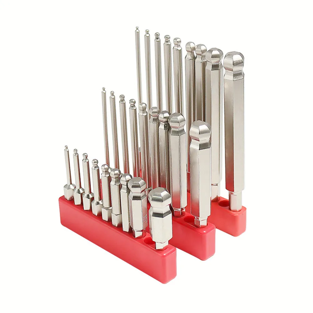 9-teiliger Kugelkopf-Sechskant-Schraubendreher-Bit-Satz 1/4'' Sechskantschaft 50/75/100mm Magnetischer Schraubendreher-Holster H10 H8 H6 H5 H4 H3 H2.5 H2 H1.5 Reparaturwerkzeug – Detail 2