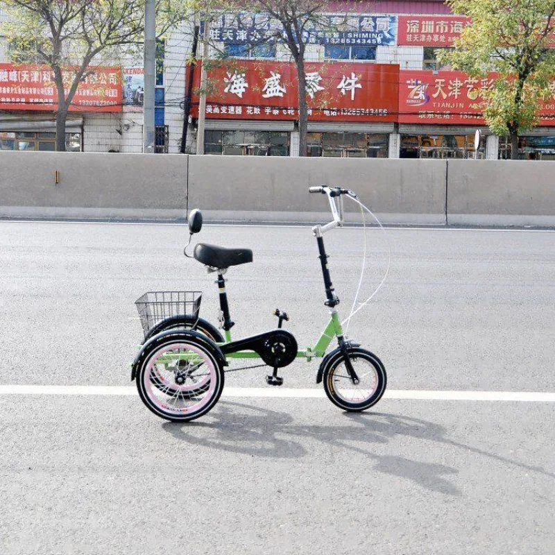 Shopping Foldable Low Step Pedal Tricycle With Oil Brake