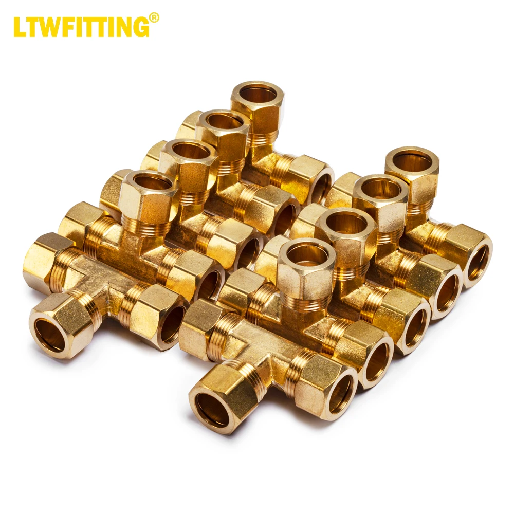 

LTWFITTING 5/8-Inch OD Compression Tee,Brass Compression Fitting(Pack of 10)