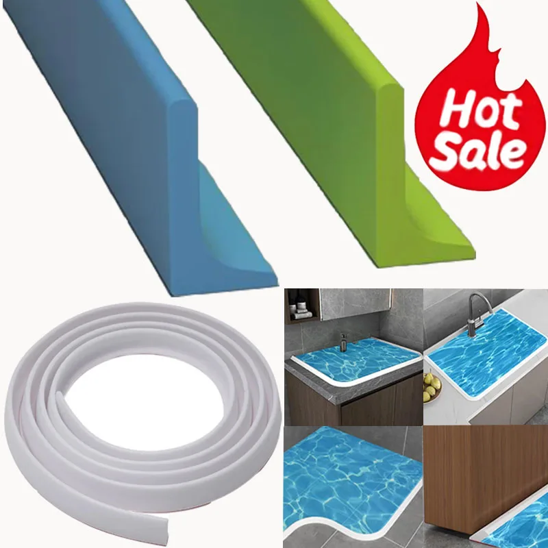 

100-200cm Self-Adhesive Silicone Bathroom Water Stopper Water Retaining Strip Bathroom Door Washing Machine Shower Dam Barrier