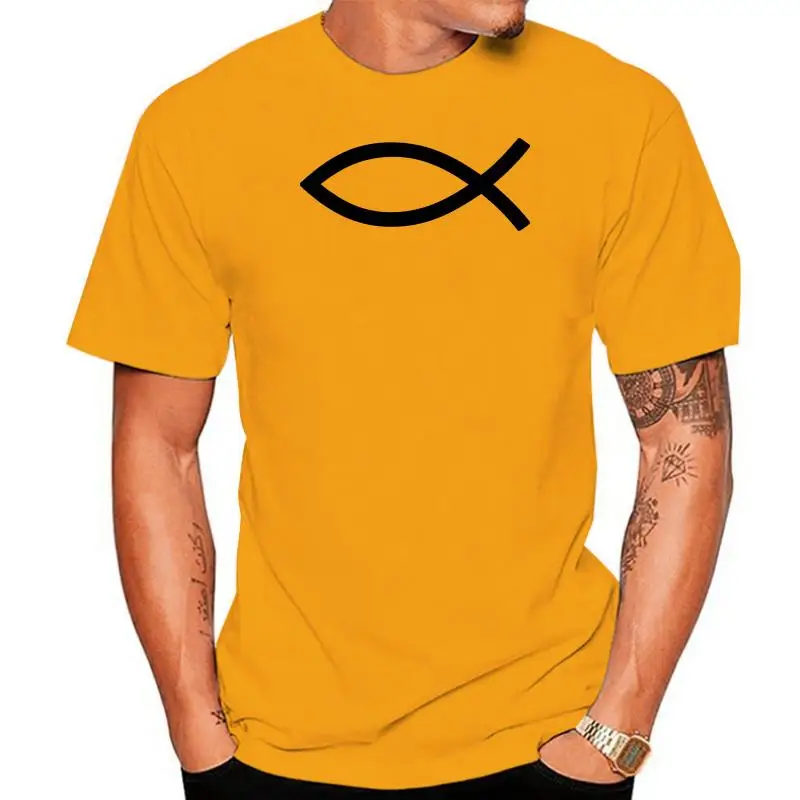 Religious Fish Symbol Mens T Shirt God Christ Pagan Ichthys Christian Jesus Creative T Shirt Harajuku T-Shirt Print 100% Cotton