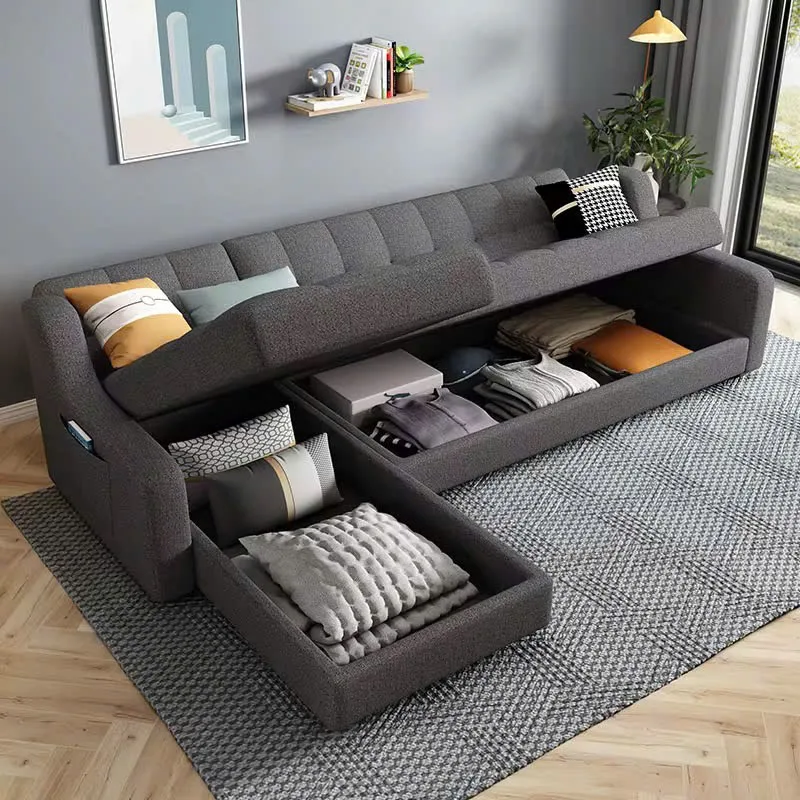 L-Shaped European Design Extendable Massage Armless PU Leather Three Seat Eco-Friendly Sofa for Apartment and Hotel Use
