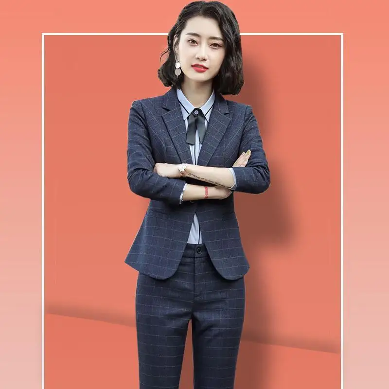 Business Wear Suit Women\'s 2023 Autumn Clothes New Winter Fashionable Elegant Plaid Overalls Interview Formal Wear Suit