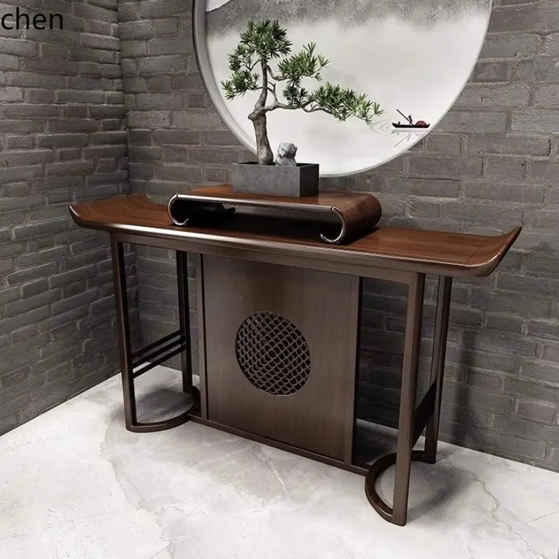 Cz walnut solid wood console table - zen-inspired entryway table for home, foyer, and front display