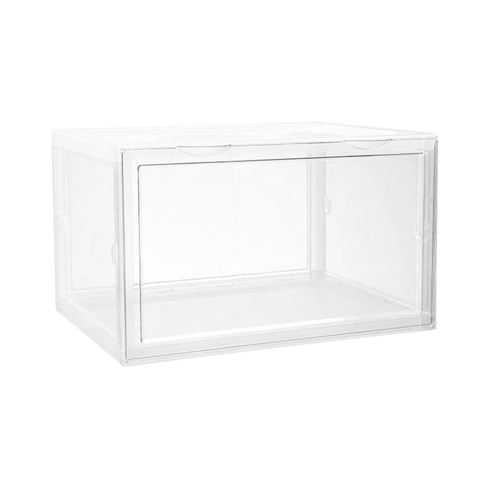 Caja de zapatos transparente, contenedor de almacenamiento transparente para zapatos, calcetines, ropa interior, bufandas, cinturones, bolsos, herramientas, artículos de oficina, polvo