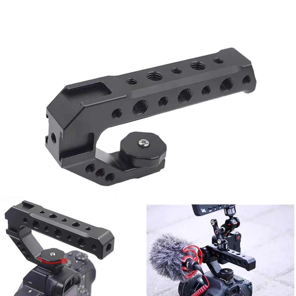 Camera Top Handle Hand Grip Handgrip Arri Locating Screw Monitor Mic Rig Cold Shoe for Nikon Canon Sony DSLR Camera Cage handle