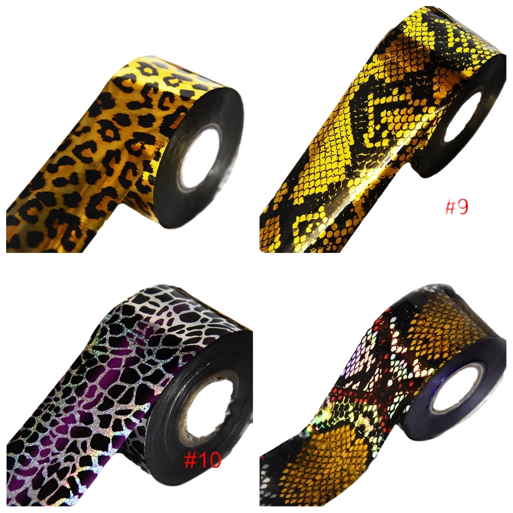 100meters/roll Holographic Nail Art Transfer Foil Sticker Snake Leopard Starry Wrap Adhesive Decals Nail Decoration Accessories