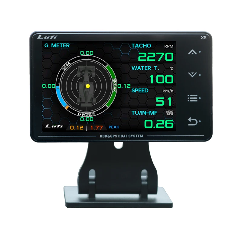 LUFI XS-meter OBD GPS Head-up Display Turbocharged Oliedruk Olietemperatuur G-waarde Gyroscoop LCD-scherm Auto OBD2-meter