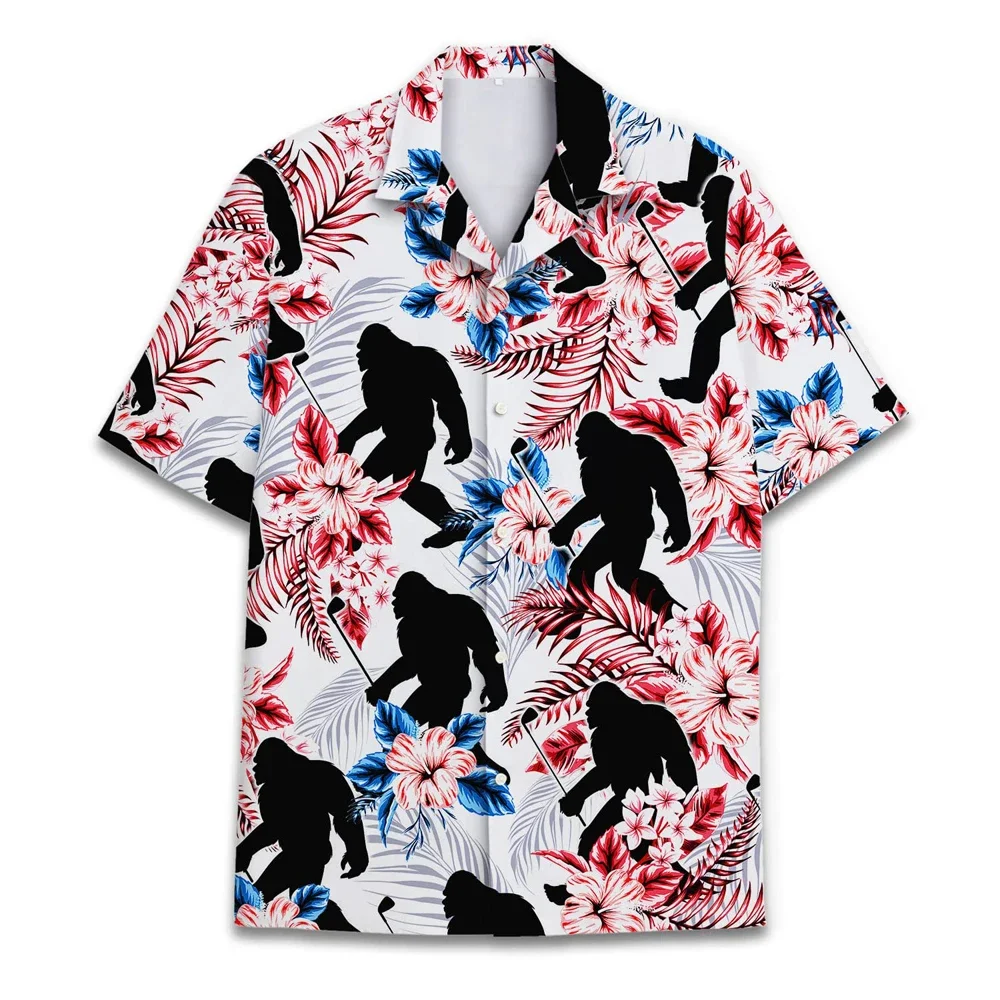 Camisa divertida con estampado de orangután para hombre, ropa deportiva transpirable, Top de moda de verano, cárdigan informal cómodo, 2024