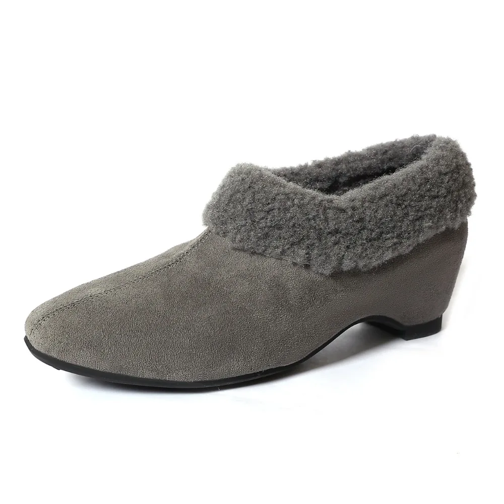 Elegant Women Pumps Thick Low Heel 2026 Winter Warm Fur Shoes New Fashion Ladies Shoes for Party Dress Pumps Pointed To Footwear - view 6