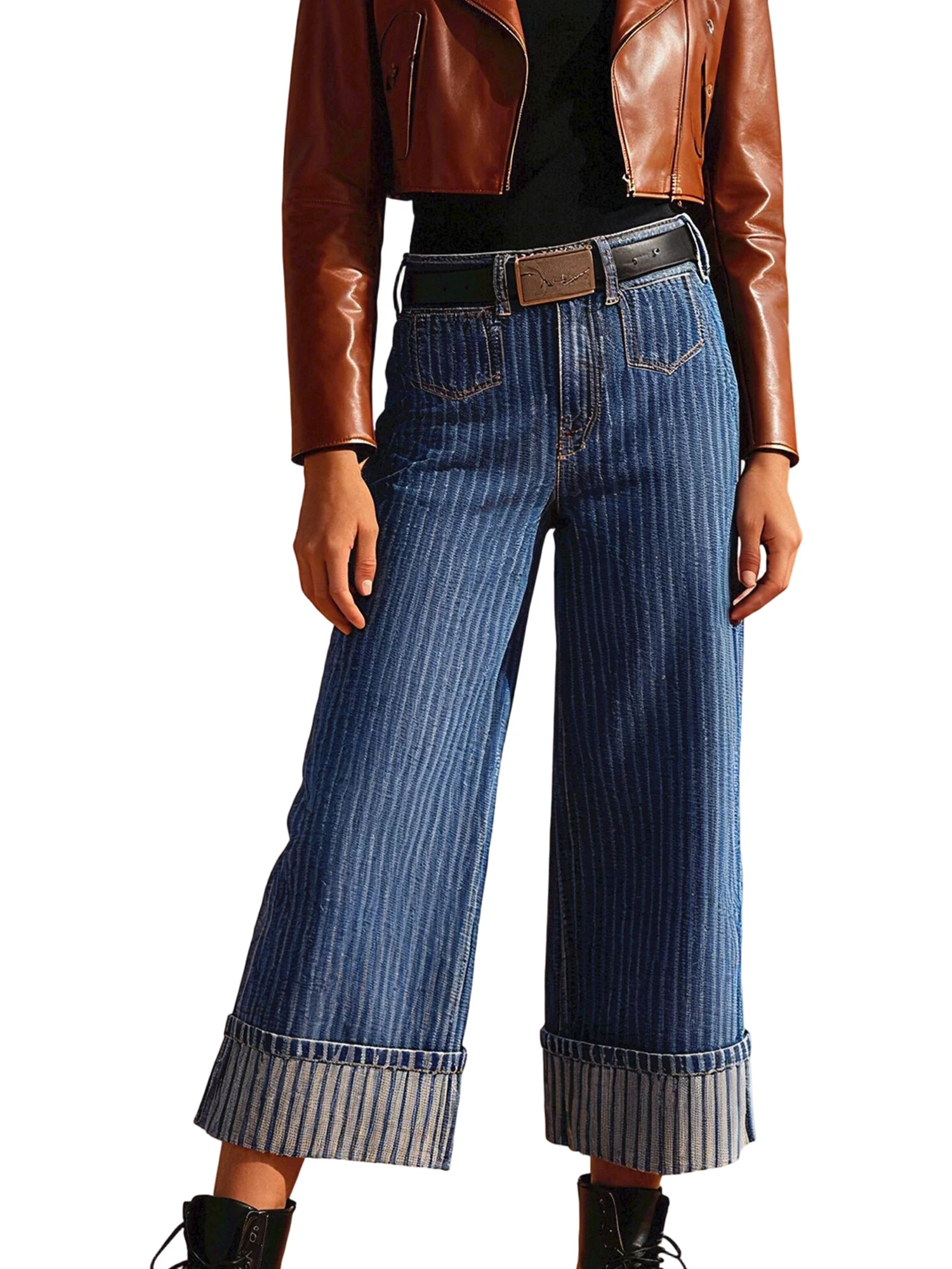 

Женские широкие джинсы, крутые свободные брюки в полоску с низкой талией и карманами, уличная одежда