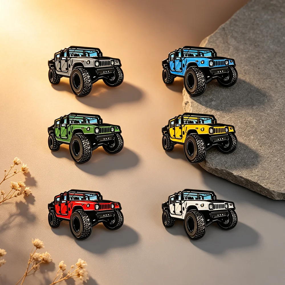 6Pcs Off-Road Truck Tank Hard Enameled Pins Set Car Enthusiast Lapel Brooches Metal Badges for Backpack Gift