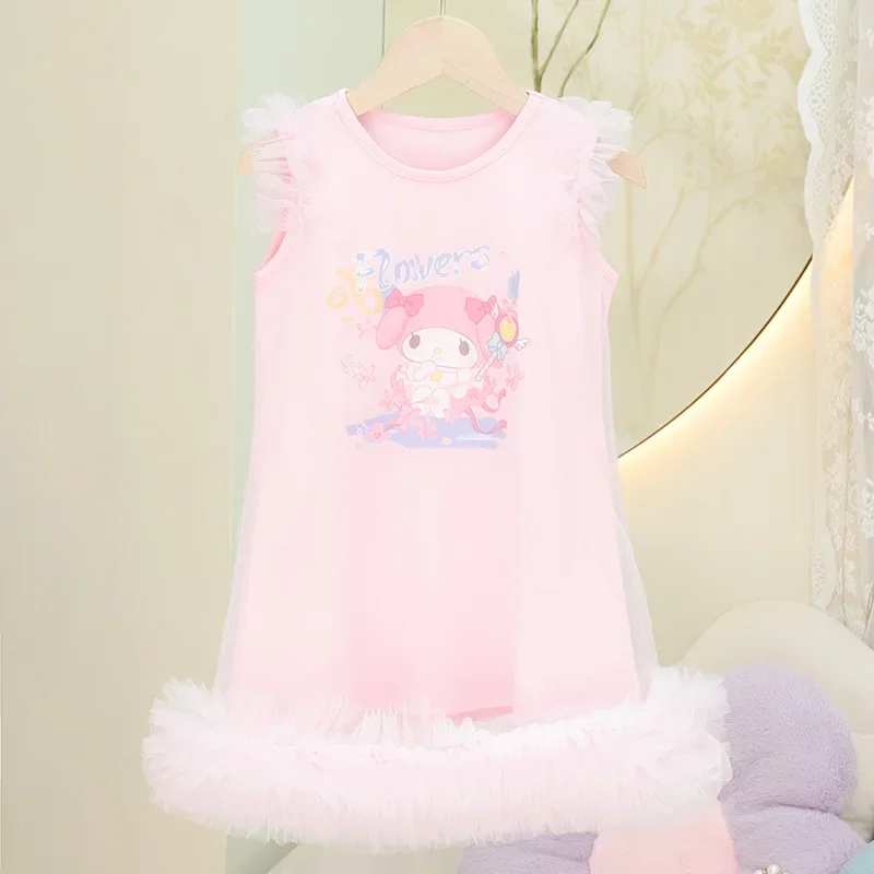 Kuromi My Melody аниме Kawaii Sanrio с коротким рукавом толстовка одежда милый мультфильм Cinnamoroll летняя сетчатая юбка подарки для девочек