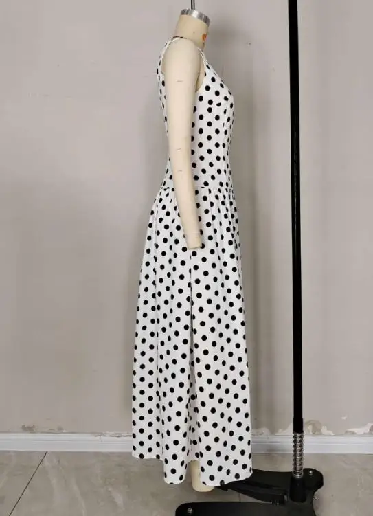 

Women Retro Sleeveless Polka Dot Dress Spring and Summer New Fashion Women's Clothing High Waist Elegant A Line Vintage Dresses