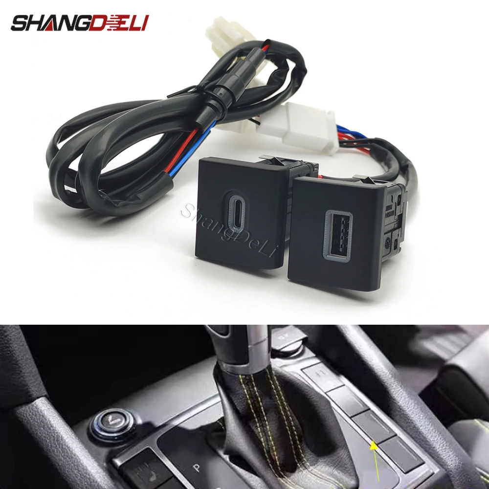 

12V/24V Car Dual Type C PD Ports QC3.0 USB Socket Quick Phone Charger Power Adapter for VW Amarok 2011 - 2018 Accessories