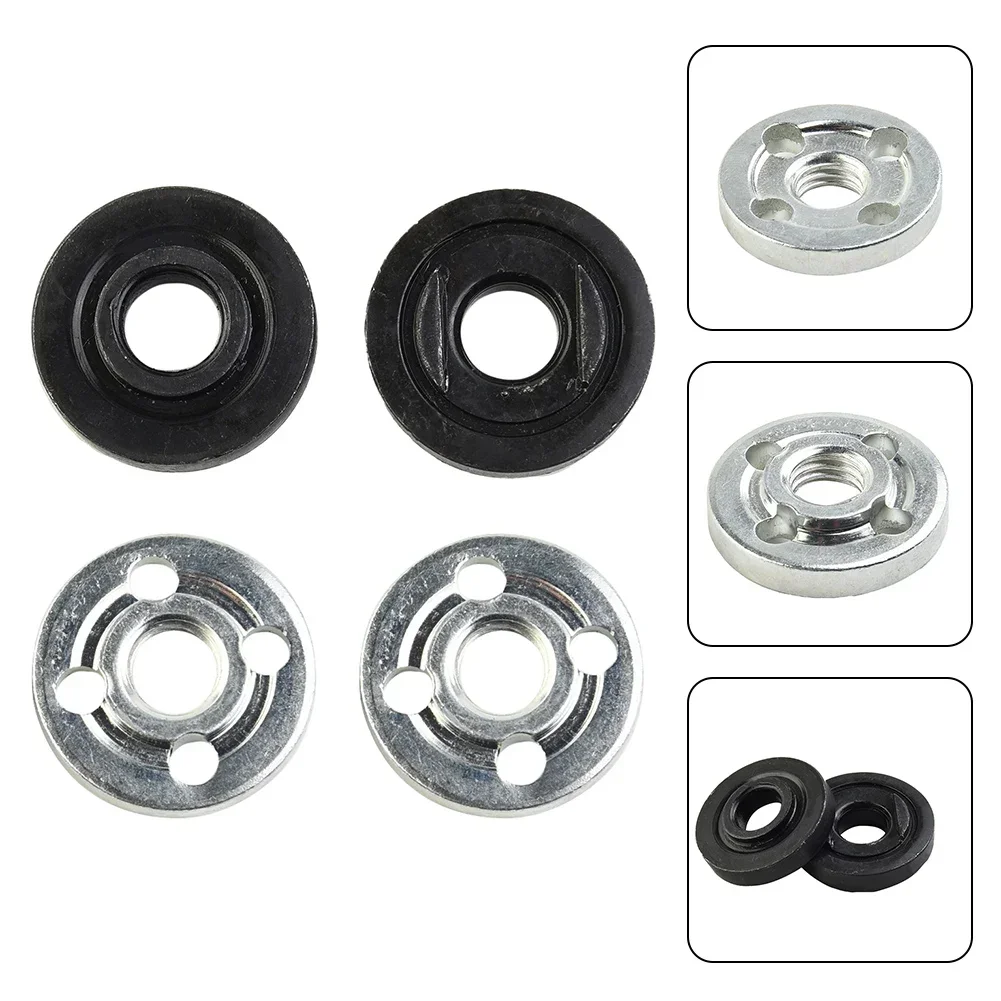 4Pcs Angle Grinder Hex Nut Set Tools Metal Replacement For 100 Type Angle Grinder Modification Power Tool Accessory Black+Silver