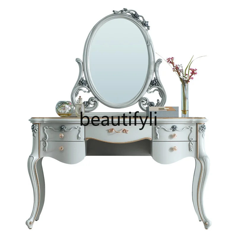 

Palace French dresser solid wood European furniture master bedroom relief makeup mirror combination high-end