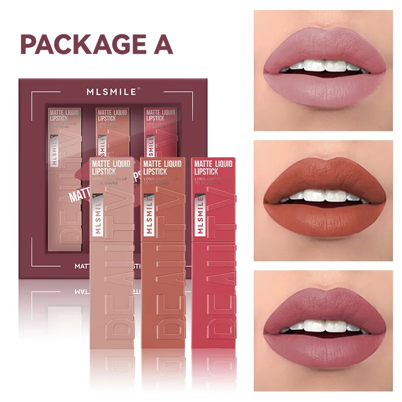 NewMatte Finish Liquid Lipstick Popular No Stain on Cup Velvet White Lip Gloss Does Not Fade Lip Glaze Set