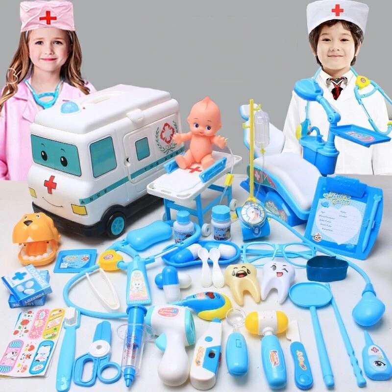 Doctor Pretend Role Play Kit Médico para Crianças, Simulação Dentist Box, Meninas Jogo Educativo, Brinquedos Estetoscópio, 51 Pcs