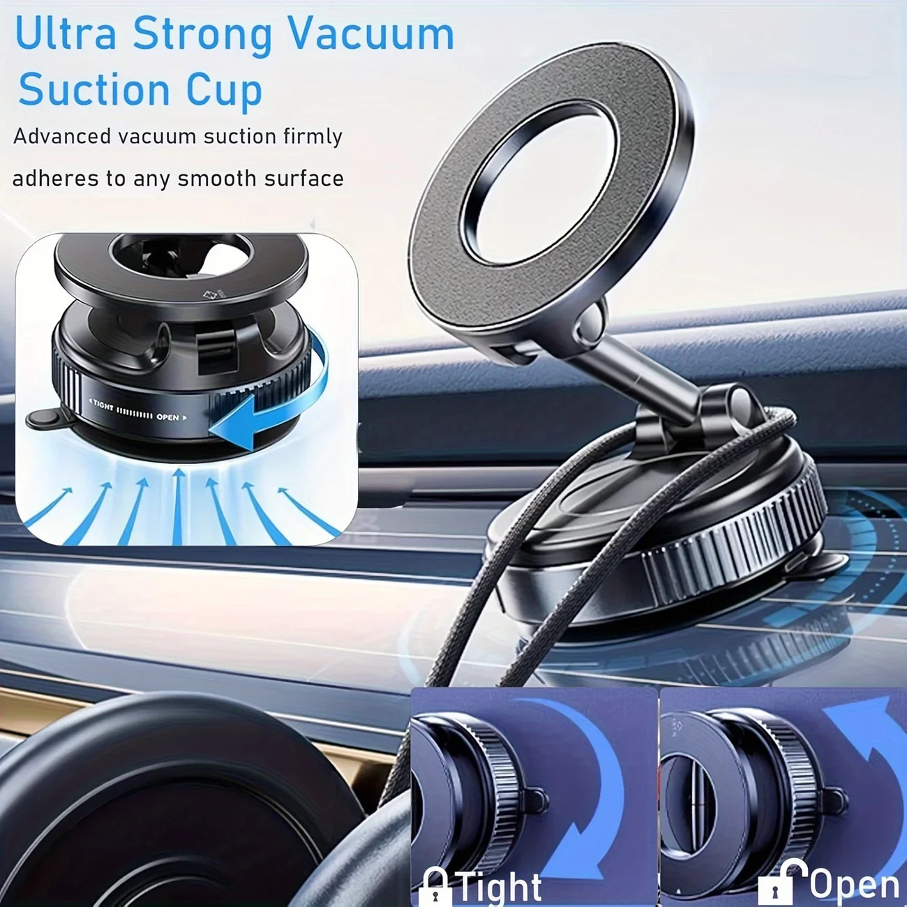 360° Rotatable Magnetic Phone Holder, Foldable Portable Bracket for Car Gym Bathroom Smooth Surfaces, Universal Fit