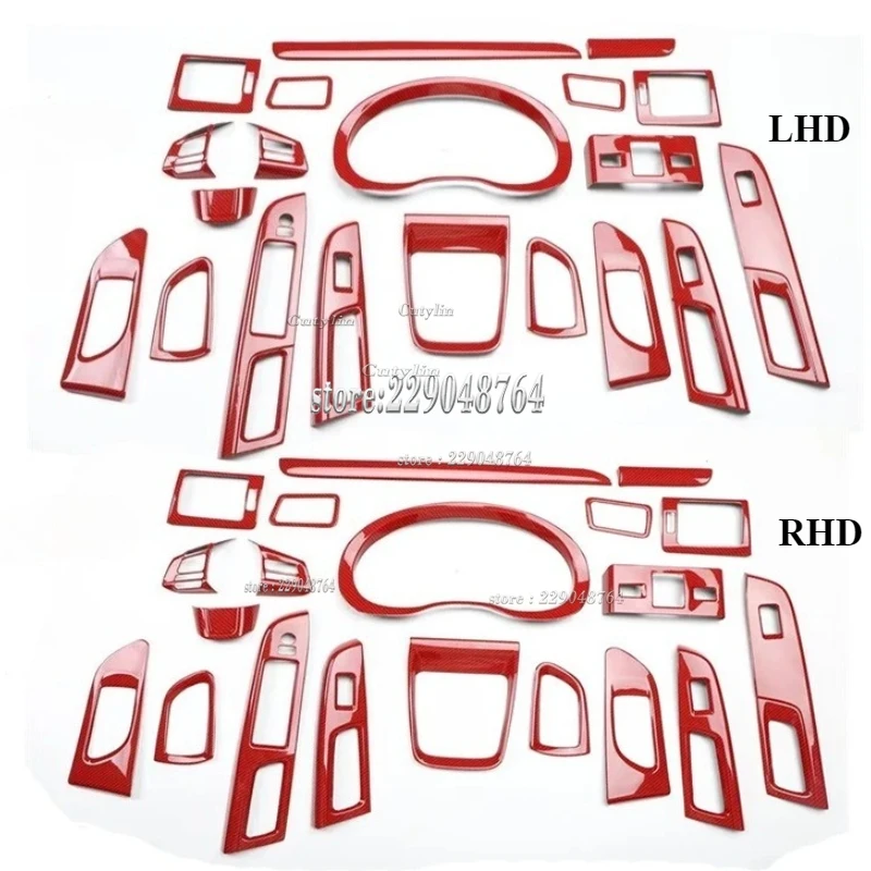 LHD RHD For Subaru WRX STI XV 2014-2020 ABS Red Carbon Fiber Gear Shift Panel Cover Trim Window Switch Frame Sticker Styling