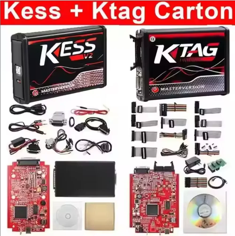 EU Red Kess V2 V5.017 Online 2.80 and KTAG 7.020 2.25 ECU Programming Tools OBD2 Tuning Kess Ktag Carton ECU Programmer