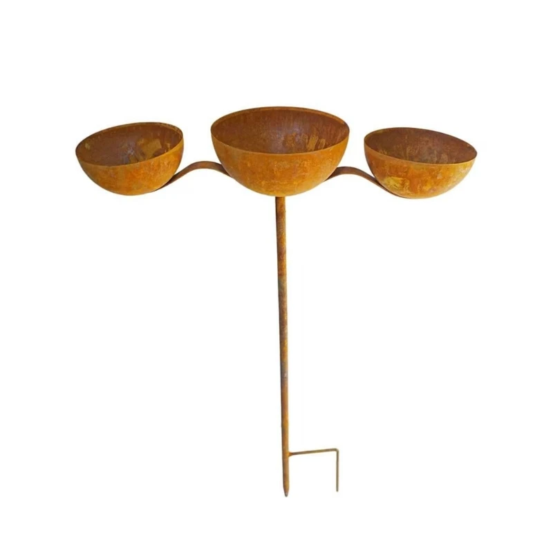 Decorative Old Look Garden Stake Adjustable Metal Bird Feeder and Bath Bowl Perfect For Rainwater Storage And Landscape Art 3XUF