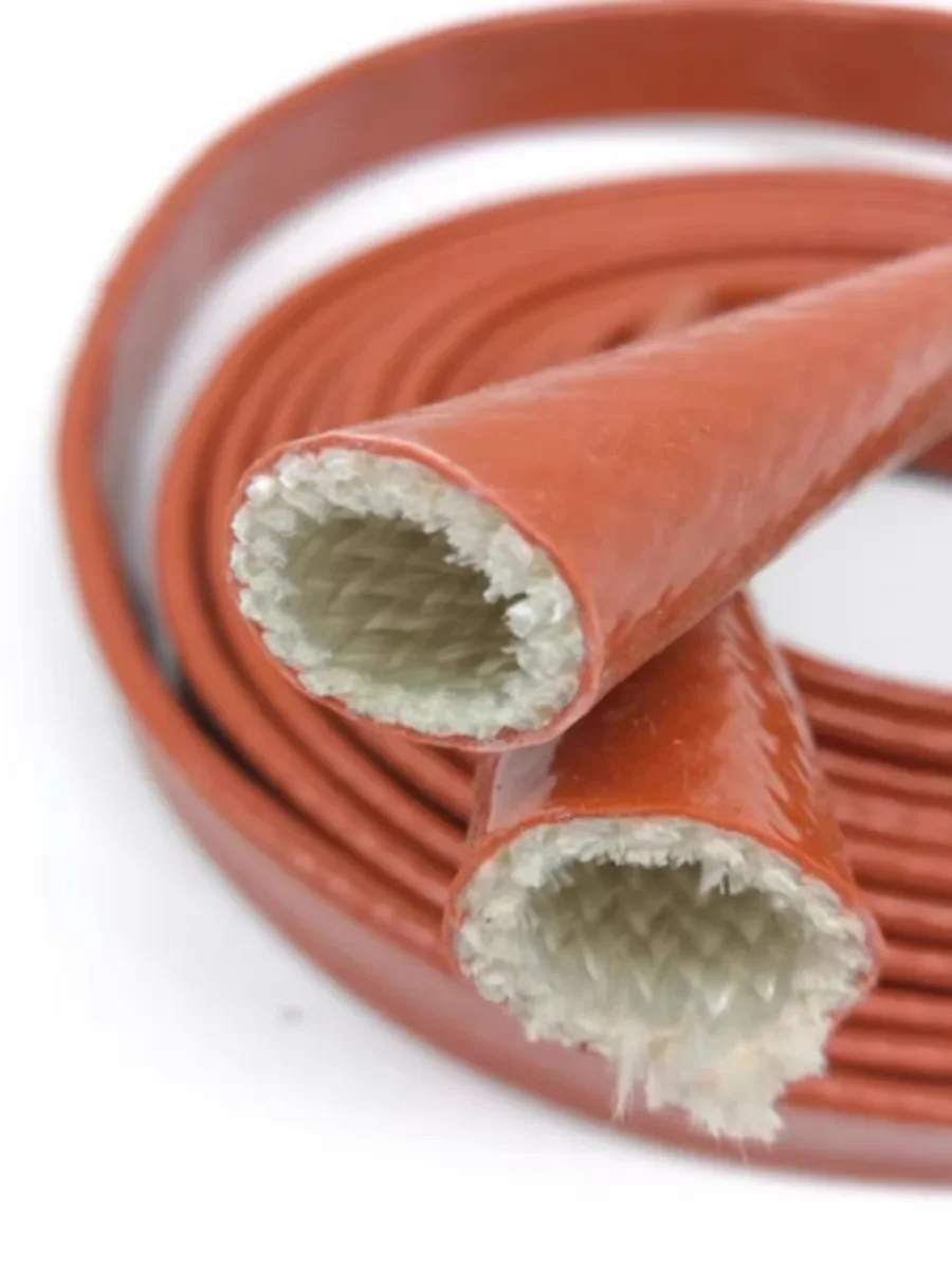 High Temperature Resistant Fiberglass Tube Silicone Resin Coated Glass Fiber Fire Retardant Casing Pipe Braided Fireproof Sleeve