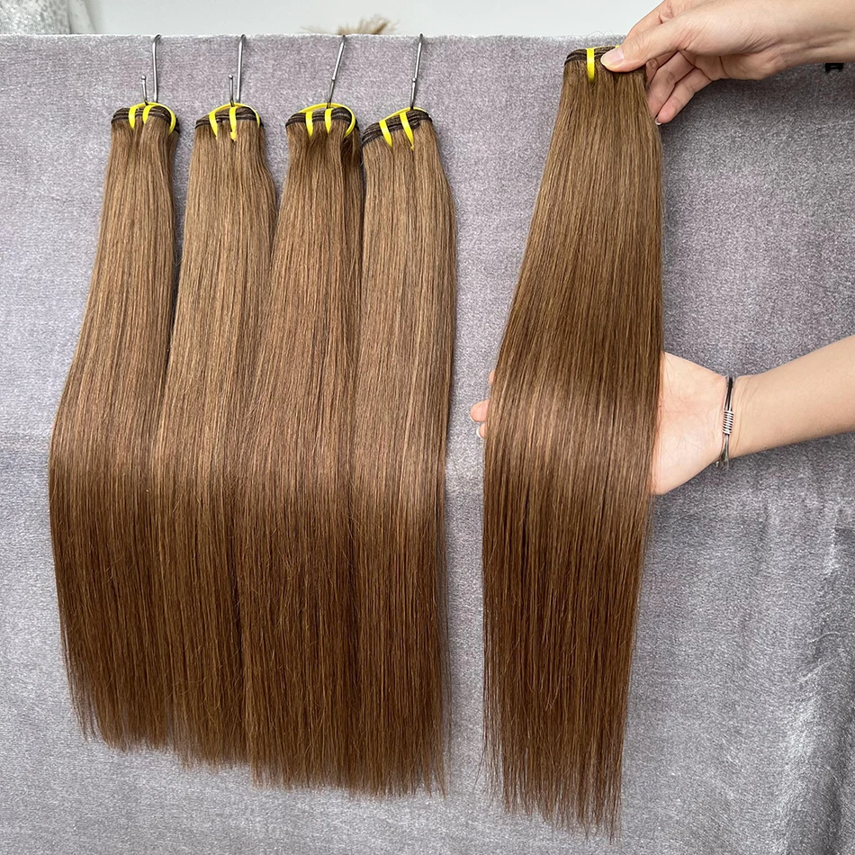 #4 Chocolate Brown Colored Bundles 100% Real Human Hair Silky Straight Vietnamese Hair Extensions Weave 100grams For Women