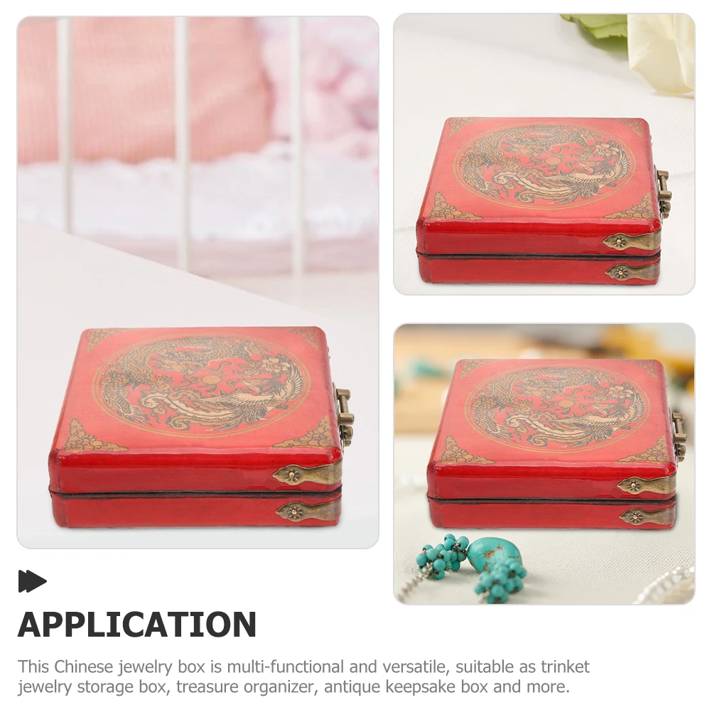 

Jewelry Vintage Wooden Storage Treasure Keepsake Box Decorative Trinket Organizer for Rings Earrings Necklaces Women