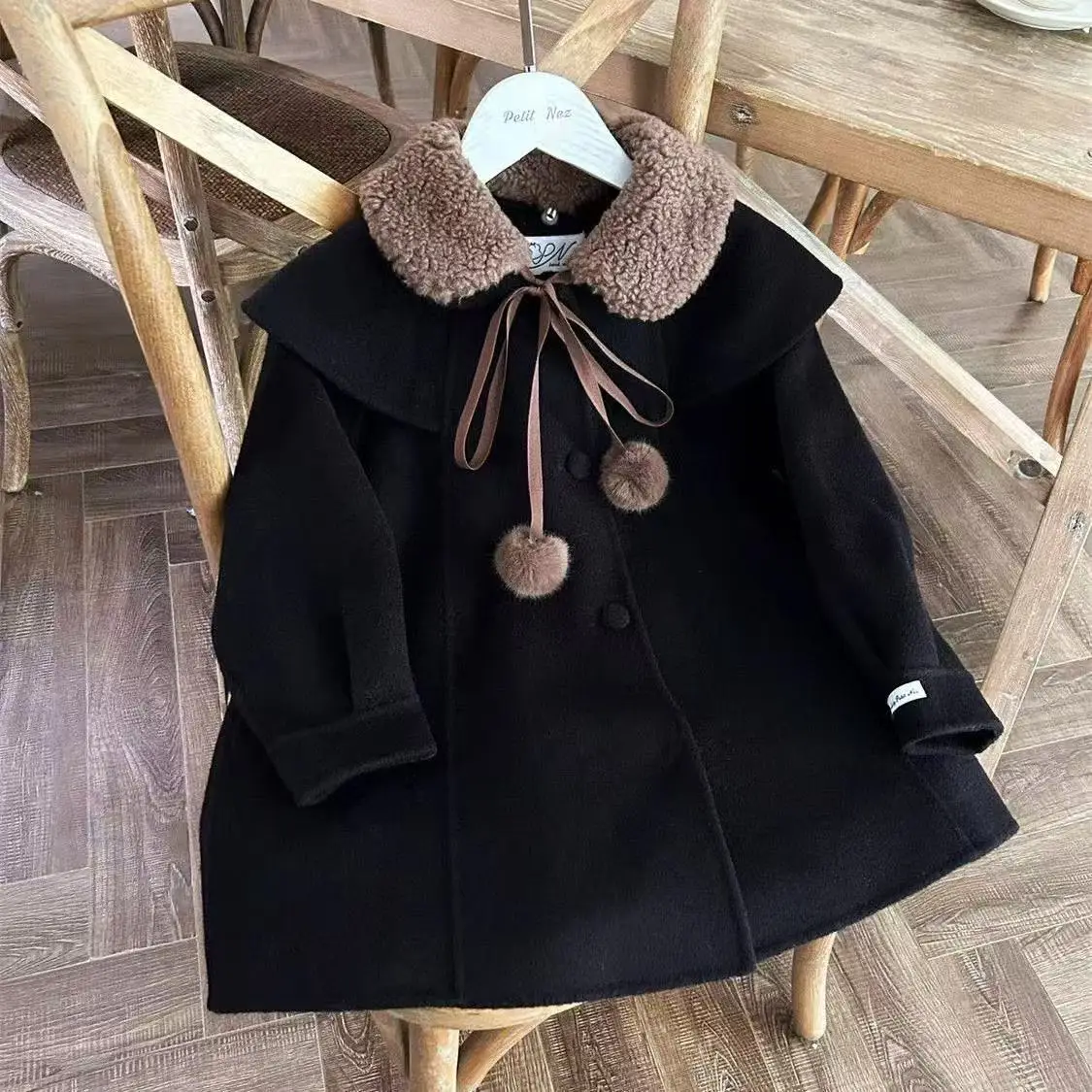 

3-7 Years Girls' Woolen Coat Autumn And Winter 2025 New Fashionable Children's Thick Wool Collar Woolen Coat 100-140cm