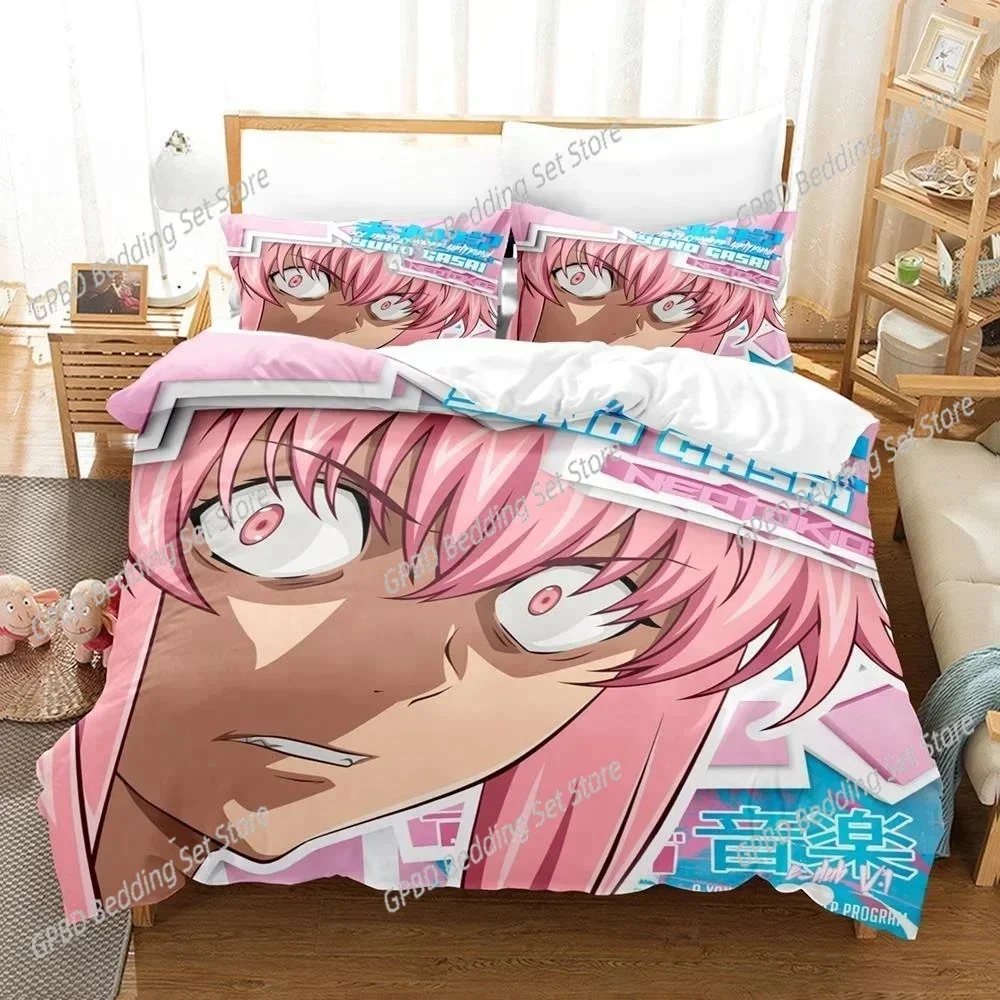 Anime Future Diaries Mirai Nikki 3D NEW Duvet Cover Pillowcase Bedding Set Adult Boy Girl Bedroom Decoration Single Double Large