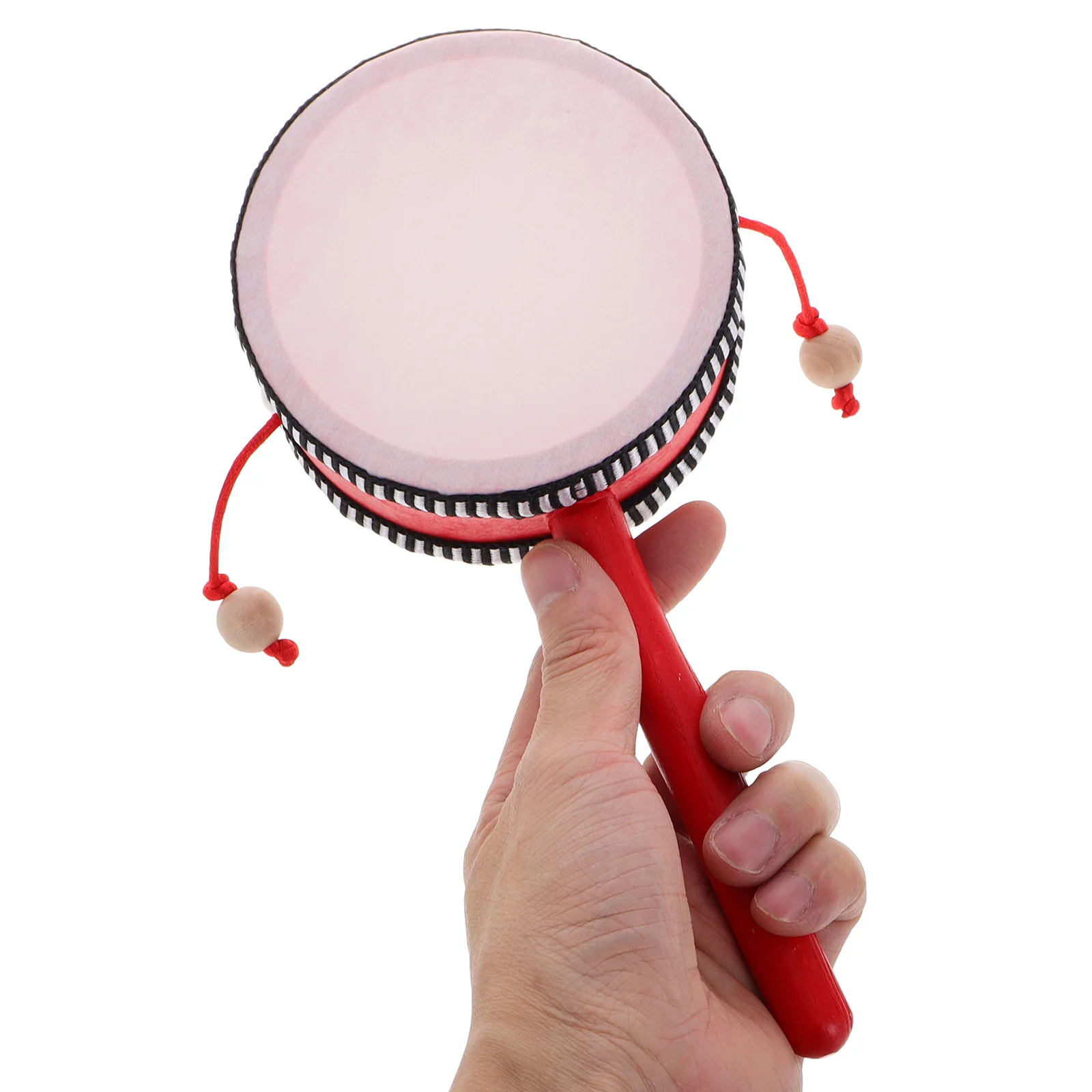 Tambour à hochet chinois, Instrument traditionnel à main pour enfants en bas âge, éducation musicale, cloche à main pour bébé, tambour rotatif