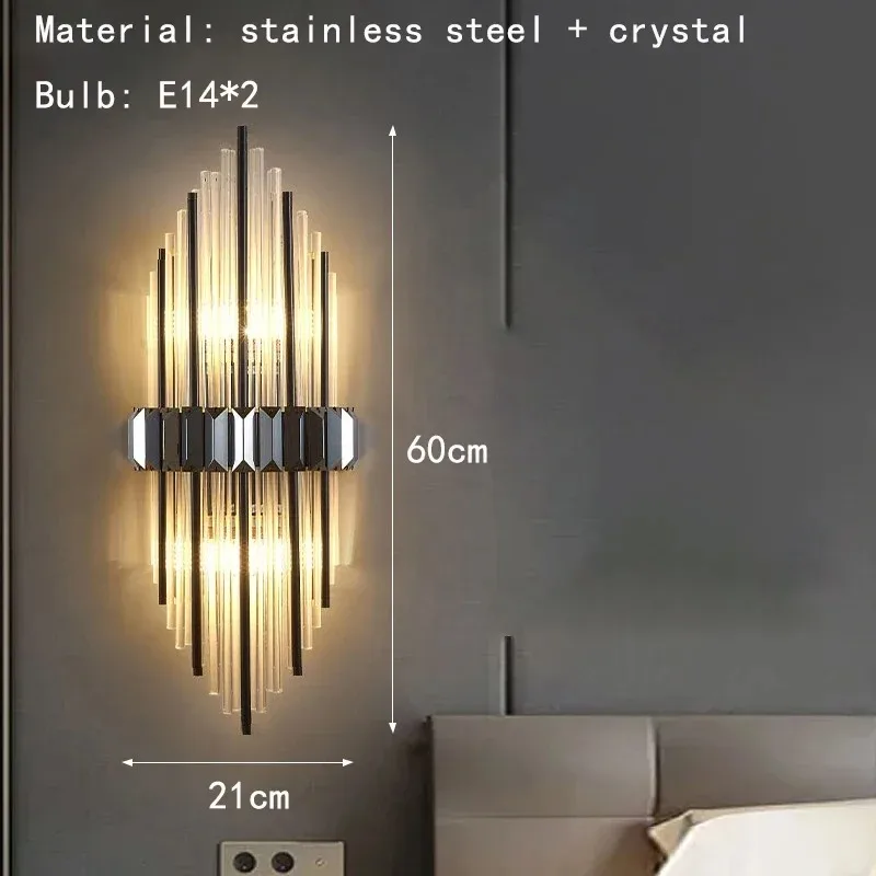 الشمال الحديثة الفاخرة الكريستال أنبوب ديكور الجدار مصباح فندق الإبداعية أباجورة غرفة المعيشة الدرج الممر الجدار مصباح #6