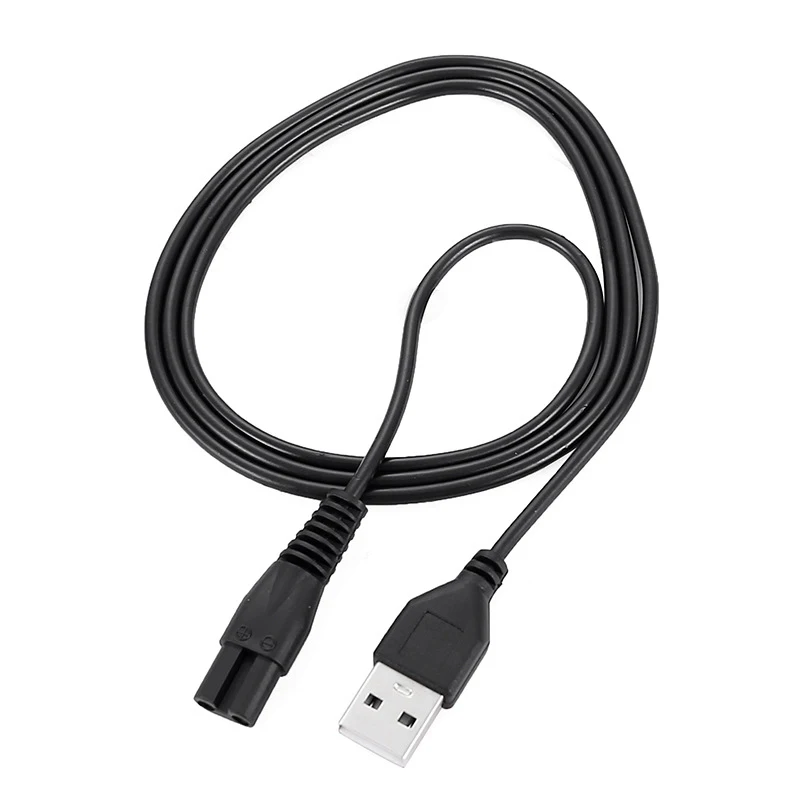 Cable de carga de cola en forma de 8 con interfaz USB confiable para maquinillas de afeitar eléctricas.