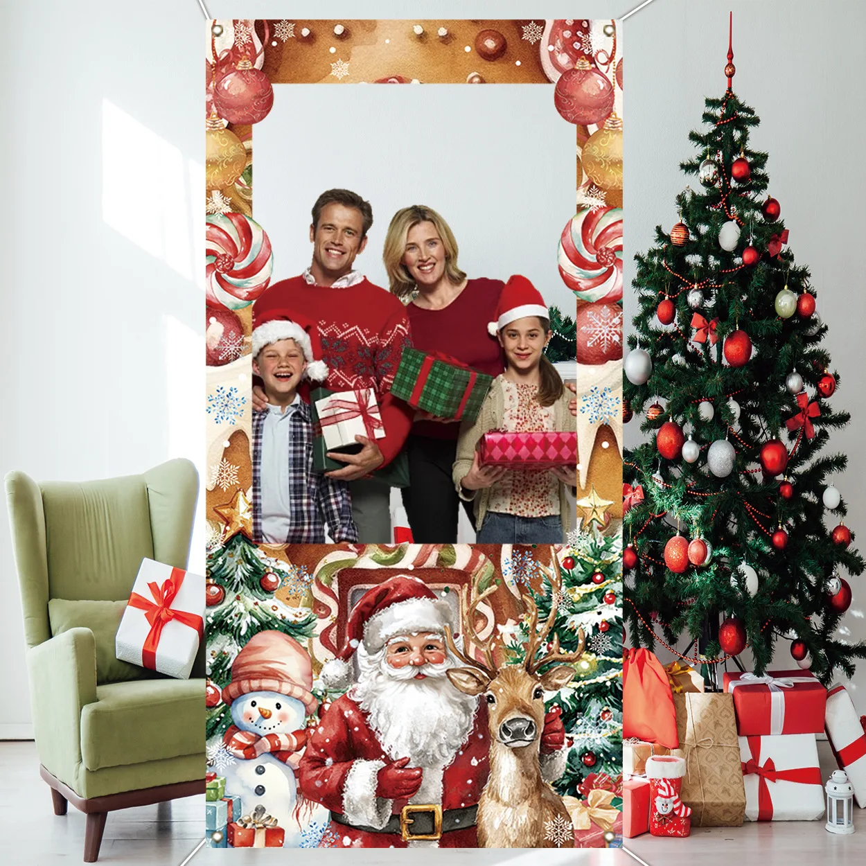 2025 Christmas Photo Booths Merry Christmas Decoration for Home Pendant Xmas Backdrop Ornament Navidad Natal New Year Gift 2026
