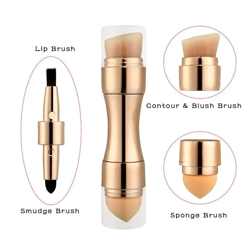 4 In 1 Makeup Brush Eyeshadow Retractable Travel Size Makeup Brush Eye Lip Face Concealing Blush Foundation Brush All In One