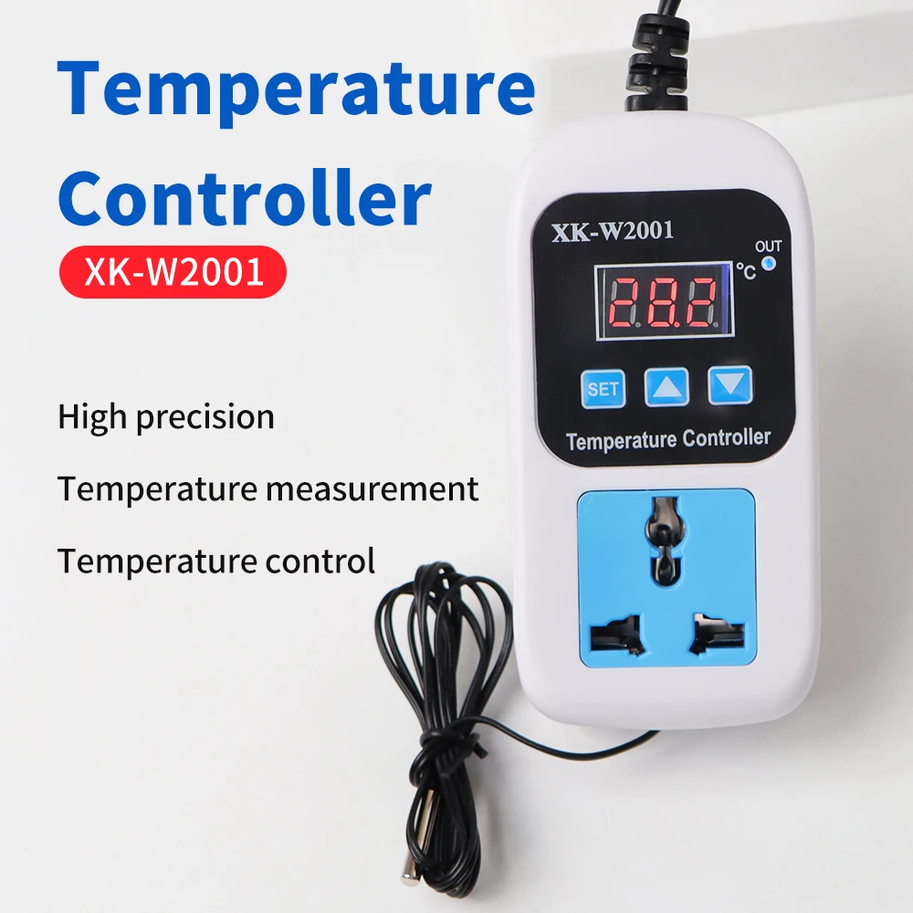 XK-W2001 Digital LED Temperature Controller Thermostat Thermoregulator 220V Incubator Temp Thermostat with Control Switch Probe