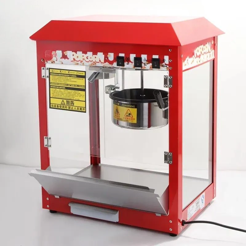 Commercial Electric Automatic Popcorn Machine 1300W Multi Voltage 8oz Capacity Industrial Theater Use