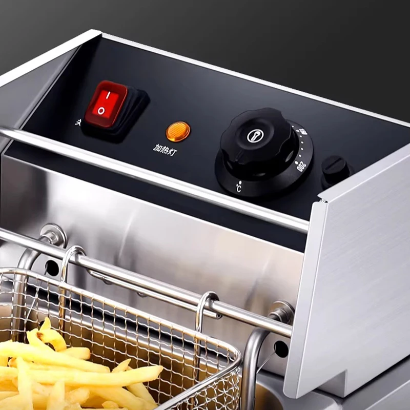 Immagine 4: Friggitrice Elettrica Commerciale da Banco 10L, Friggitrice Elettrica da Banco a Vasca Singola con Cestello e Controllo di Tempo e Temperatura