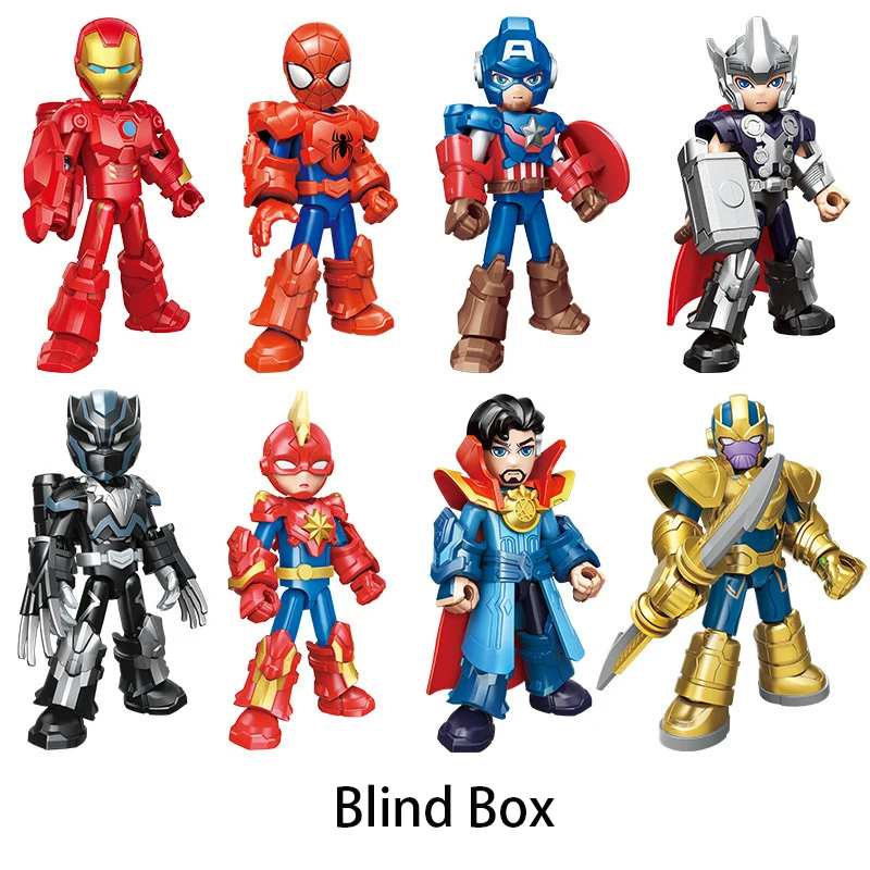 

Marvel Legends Blind Box Building Blocks Iron Man Spider Man Cartoon Character lega Thanos&Captain America For Birthday Gifts